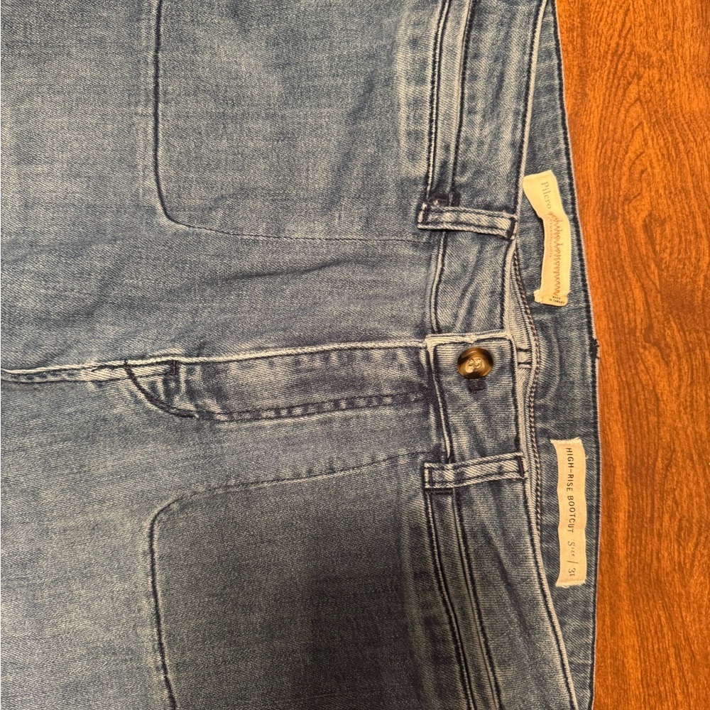 Pilcro and the Letterpress Button-Accent Blue Flare Jeans - Picture 6 of 11